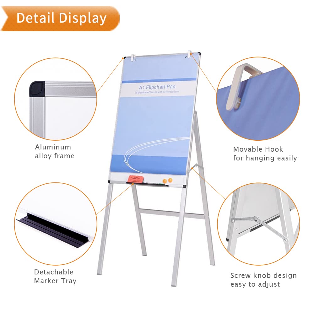 VIZ-PRO Magnetic H-Stand Whiteboard/Adjustable Dry Erase Easel,24 x 36 Inches