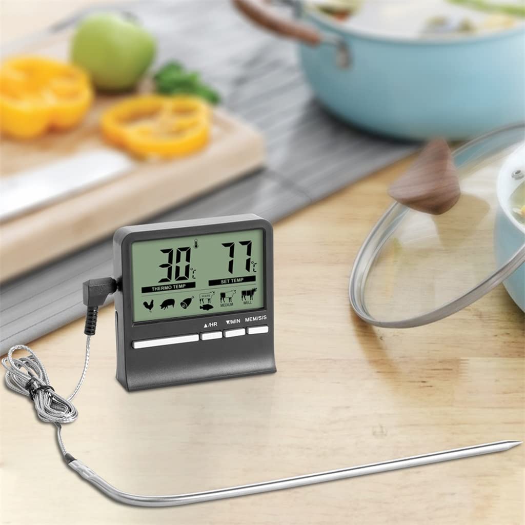 BERHUTJ Kitchen Food Thermometer Digital Barbecue Meat Cooking Baking Timer Electronic Measuring Meter