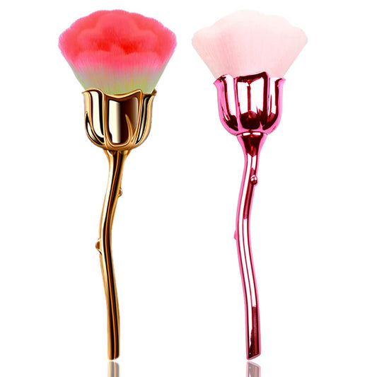 JERCLITY 2 Pieces Rose Makeup Brushes Blush Brush Super Large Face Powder Makeup Brushes kabuki brushes for Powder Cosmetic Nail Dust Brush Loose Powder Brush Makeup Manicure (Gold/Pink)