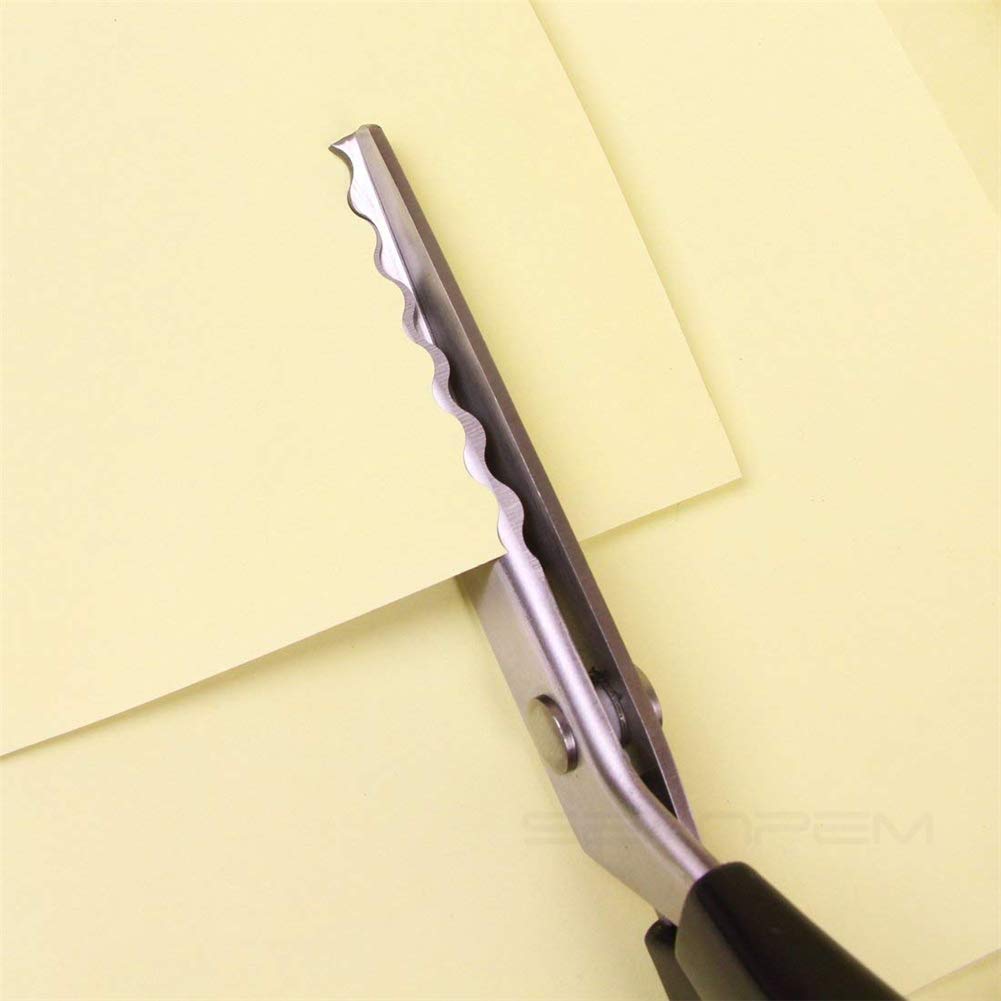 Serrated Scalloped Edge Pinking Shears, Multifunction Stainless Steel Shears Tailor Scissors, Professional Zig-Zag Cut Scissors, Sewing Craft Cut Paper Clothing Fabric for Home (10mm, Scalloped)