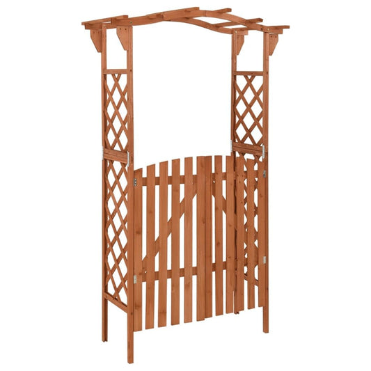 Fregramei Wooden Pergola with Gate, Outdoor Climbing Plants Garden Arbor for Lawn, Poolside, Backyard, Patio, Terrace, 45.7"x15.7"x80.3" Solid Firwood,-253