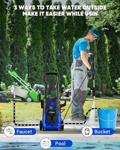 POXURIO Electric Pressure Washer, 4000PSI 2.8GPM Power Washer, 3-in-1 Self-Priming High Pressure Cleaning Machine with Foam Cannon for Cars/Fences/Driveways/Patios/Home Cleaning
