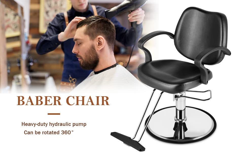 Topsalon Barber Chair,Salon Chair for Hair Stylist Swivel Styling Chair Heavy Duty Hydraulic Pump Adjustable for Beauty Hair Salon Spa Shampoo(Black)