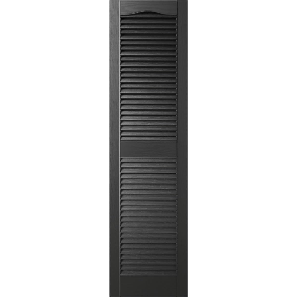 Ekena Millwork Lifetime Vinyl LL1S12X05200BL Standard Cathedral Top Center Mullion, Open Louver Vinyl Shutters, w/Installation Shutter-Lok's & Matching Screws (Per Pair), 12"W x 52"H, Black