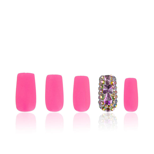 LOVFUL Press on Nails Mariposa| Handmade with Full Covered Crystals | Reusable Fake Nails | Square Regular 1.0 in | H47-L
