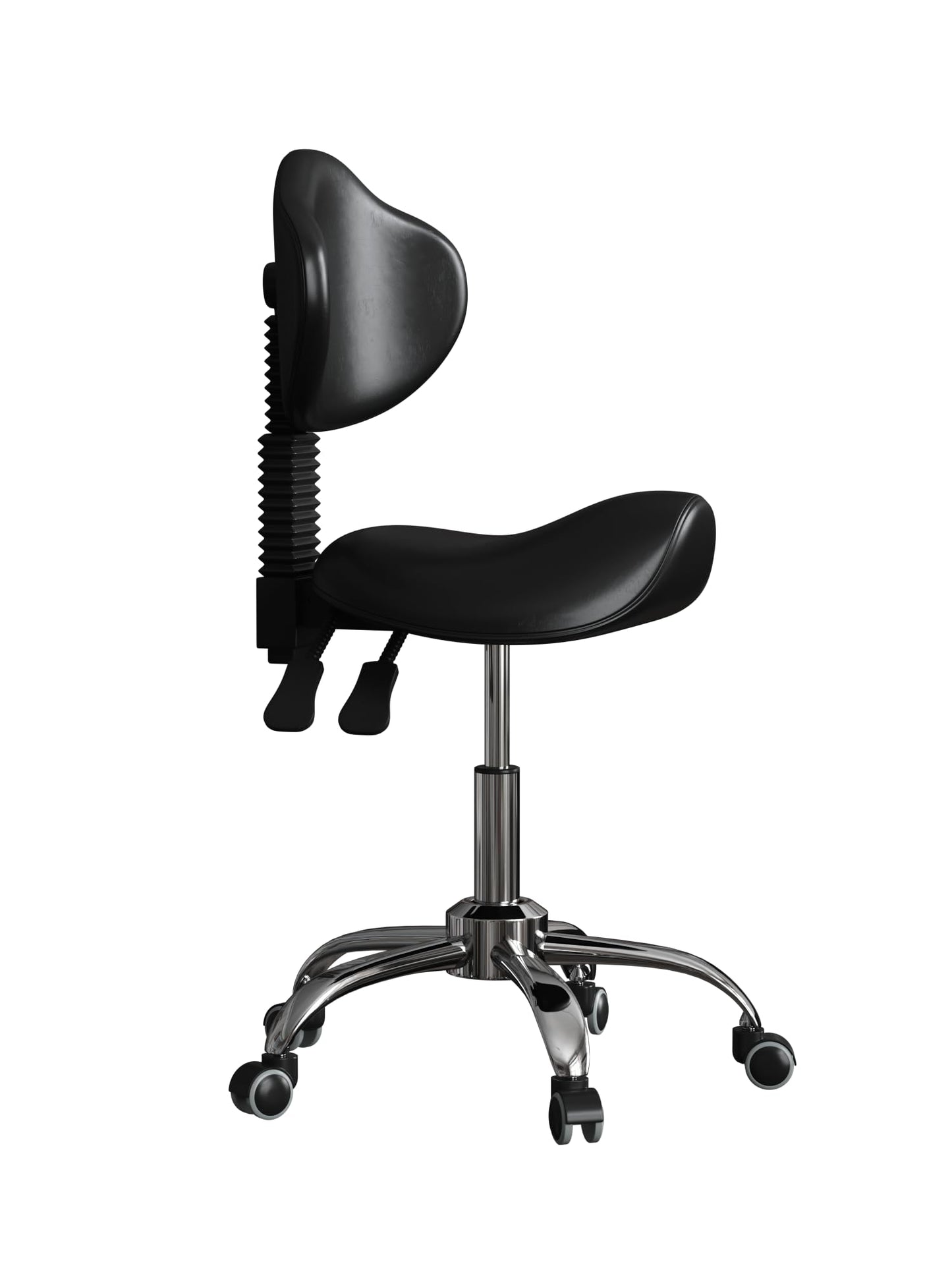 CAISHI Saddle Stool with Wheels Ergonomic Rolling Chair for Nail Tattoo Artist Barber Dentist Clinic Shop Home Massage Facial Office,Adjustable Hydraulic Stool (Black)