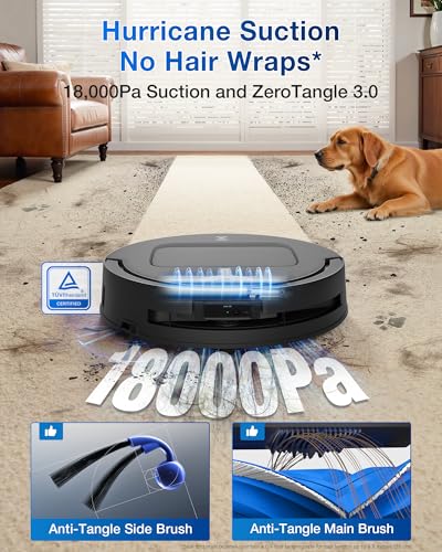 ECOVACS DEEBOT T80 Omni Robot Vacuum and Mop, Instant Self-Cleaning OZMO Roller Mop, TruEdge Deep Cleaning, AI Navigation, 18,000Pa Suction and ZeroTangle 3.0 for Pets and Carpets
