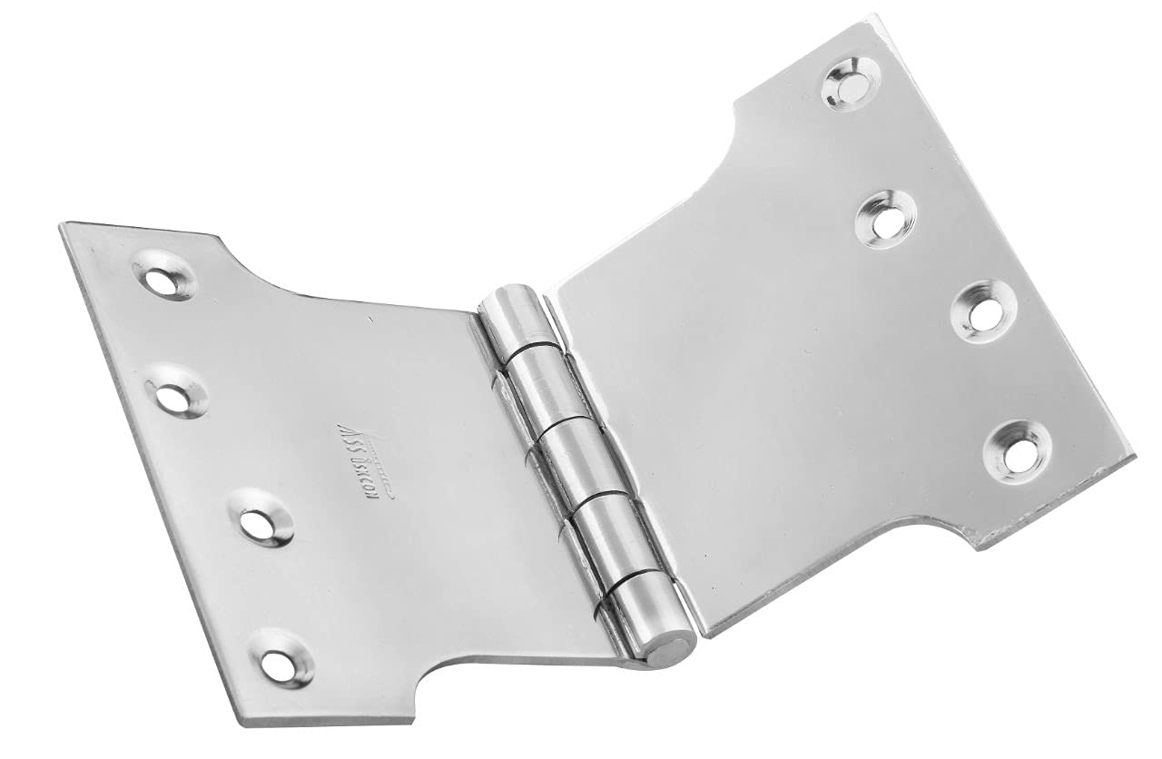 SSISKCON 4 Inch Parliament Door Hinge Wide Stainless Steel with Self Drilling Screw Heavy (Pack of 1) (Brushed Satin, 4 inch x 8 inch (195mm))