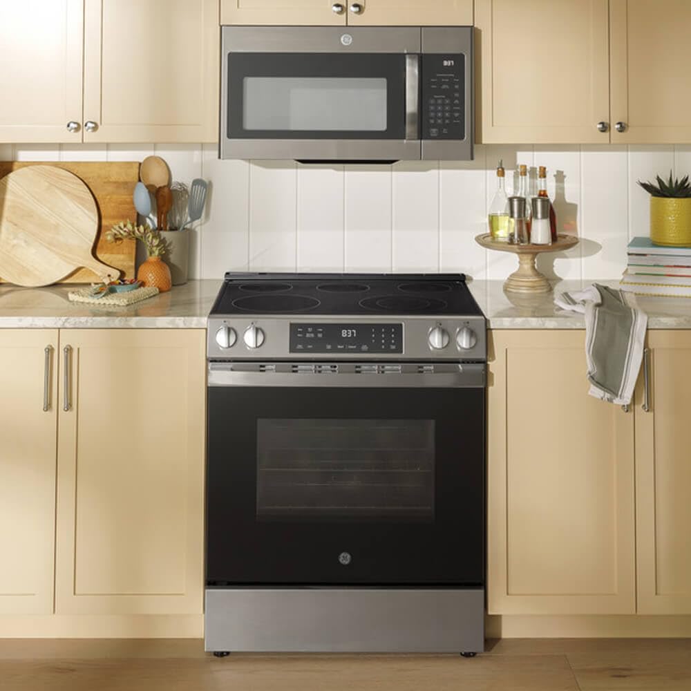 GE GRS500PVSS 30 in. 5 Burner Element Slide-in Electric Range in Stainless Steel with Crisp Mode
