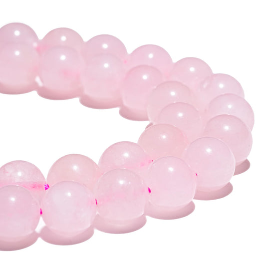 8mm Natural Rose Quartz Gemstone Beads Polished Round Smooth Stone Beads for Bracelets Jewelry Making 15inch Loose Beads