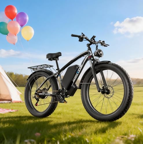 (24" V7 White) 52V 19.2Ah Battery Electric Bike for Adults, 1500W Peak 2000W EBike Up to 36 MPH and 70 Miles, Hydraulic Disc Brake, 21-Speed Off Road Snow Mountain Pedal Assist Fat Tire Fast E-Bike