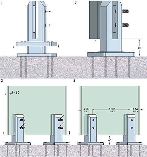 LukLoy 1 Pack 2.8lb Heavy Duty Glass Railing Spigot SS304 Clamp Brackets Glass Railing System for Balustrade Stairs Railing Pool Balcony (1 Pack, NW 2.8lb) - Level 3