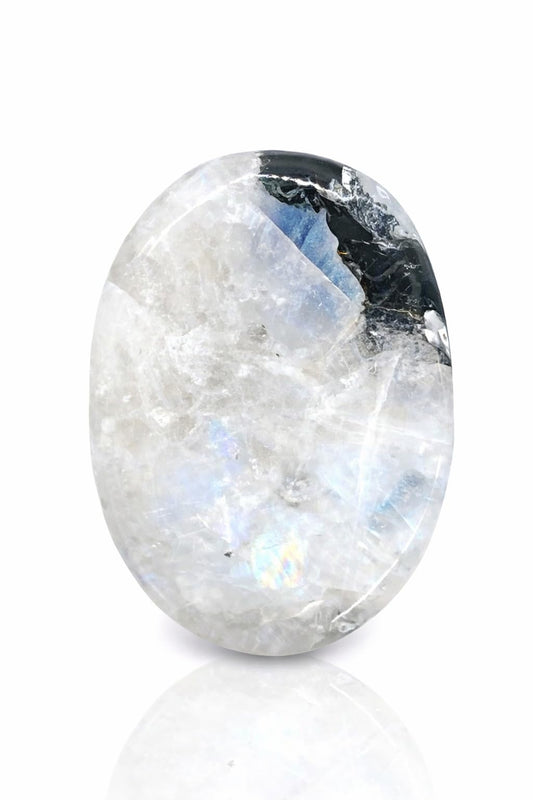 Wholesalegemshop Rainbow Moonstone Thumb Worry Stones Metaphysical Gemstone Crystal Healing Reiki Men Women Gift FENG Shui Positive Energy Love Wellness Palm Stones Wicca Powerful