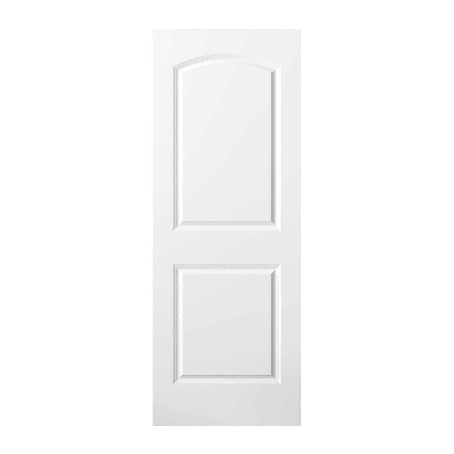 JUBEST 30"x80" Raised 2-Panel White Primed Hollow Core Interior Molded Door Slab with Arch Design, NOT Pre-drilled and NOT Included Hardware, Round Top Smooth Paintable Interior Door