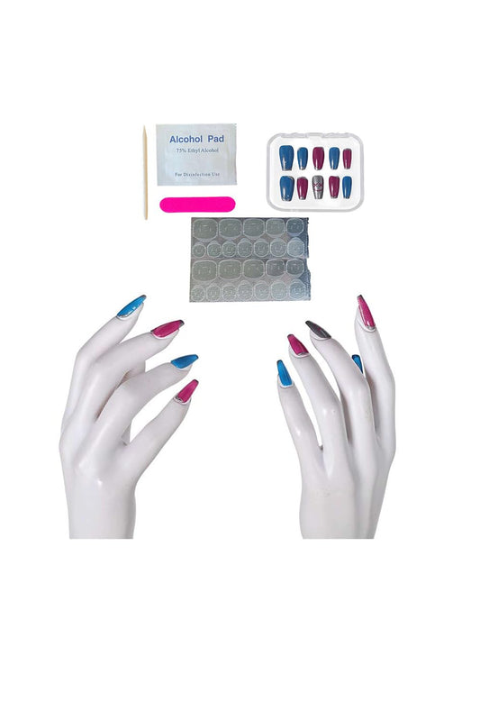 Jinx Cosplay Nails Jinx Press On Nails Long Accessories Costume Cosplay Colorful Fake Nail with Nail Glue