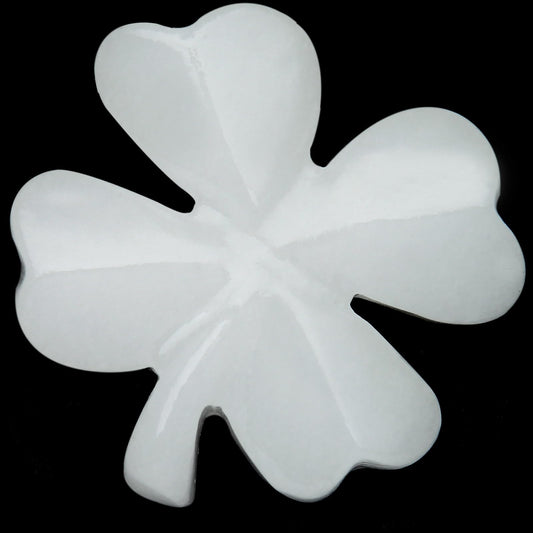 Hguxmcu Natural White Jade Four Leaf Clover - Feng Shui Lucky Crystal for Love Positivity, Polished Healing Stone Decor, Birthday Gift for Her Gift for Women Men