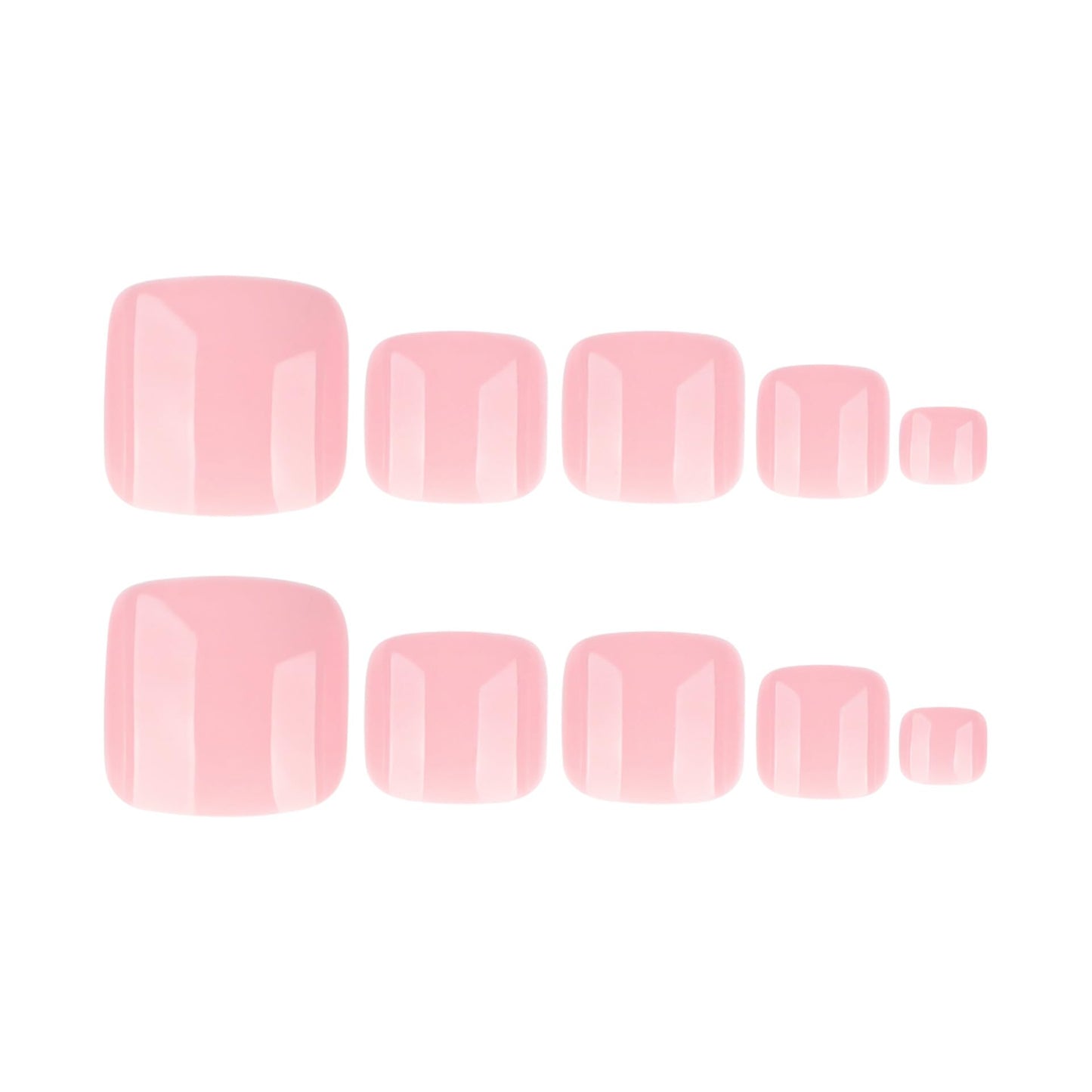 Pink Press on Toenails Short Square Glossy Fake Toe Nails Acrylic Toe Nail Press ons Nude Pink Press on Toes Summer False Toenails Artificial Glue on Toe Nails for Women 24Pcs
