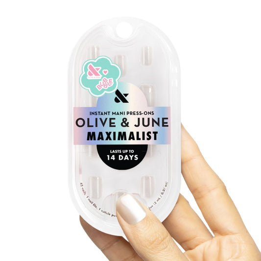 Olive & June Maximalist Instant Mani Press-On Nails (Glue) | 42 Fake Nails, 21 Sizes | Non-Toxic, Long-Lasting Big, Bold Gorgeous Realistic Look | Extra Short, Squoval | Marshmallow Velvet