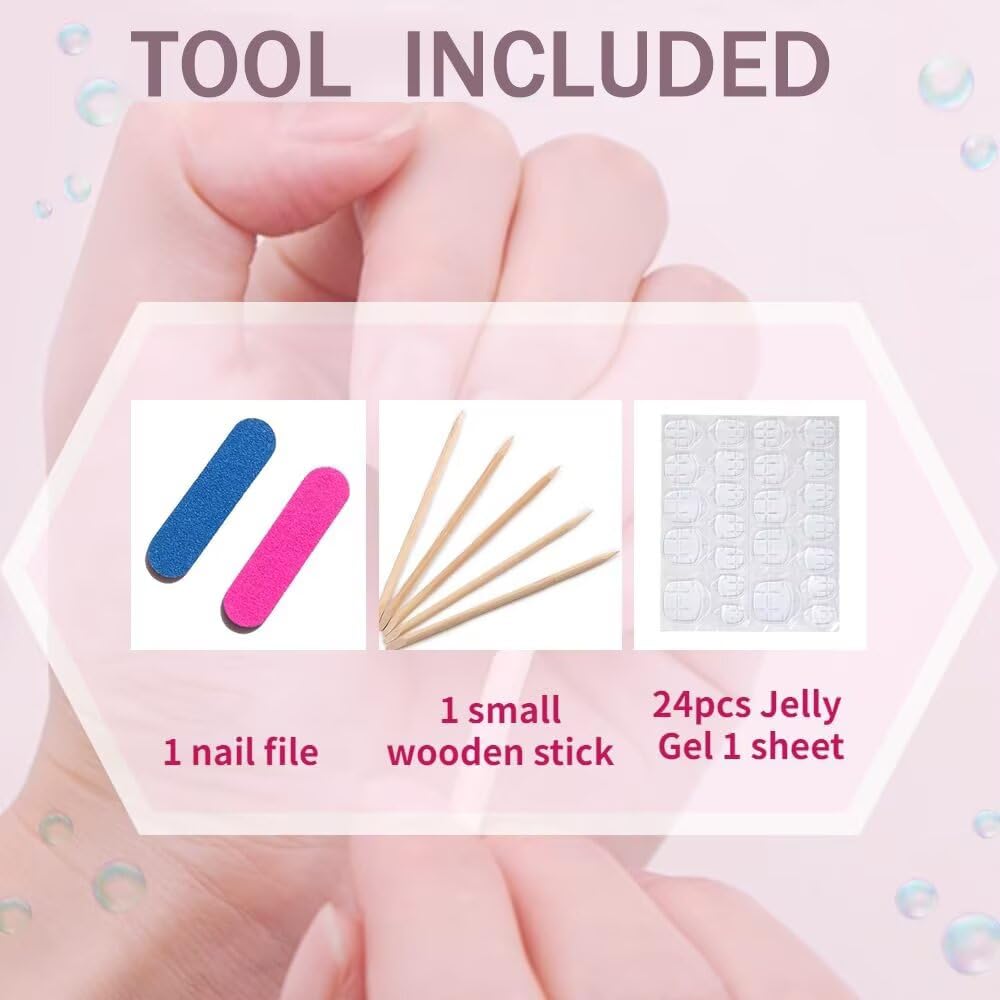 MAGLFELL Press On Nails, 10 Pcs Handmade French Purple Duckbill Fake Nails, Reusable Artificial Duckbill False Nails for Women 3D Acrylic Nails Kit (Size M)
