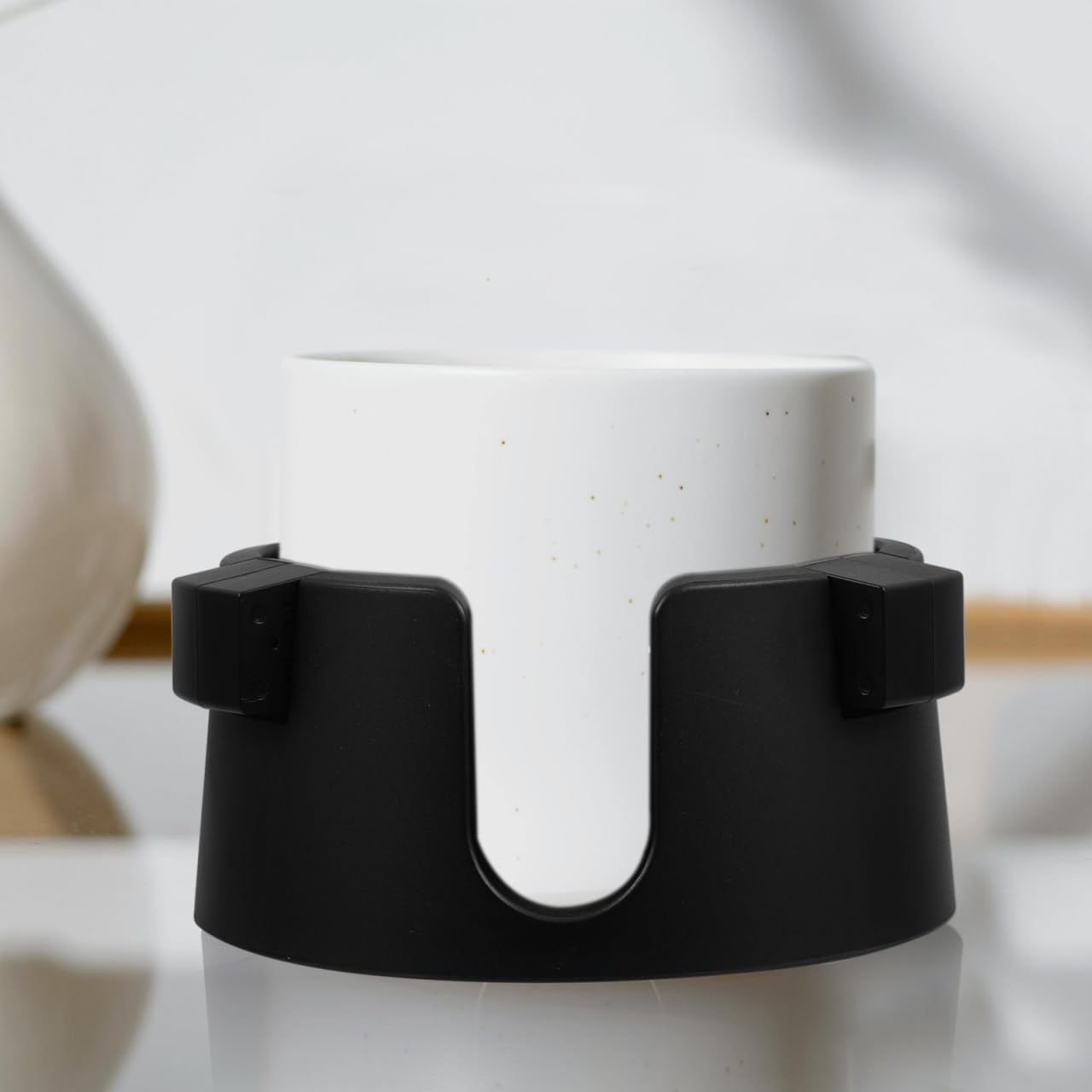 PartyKindom Anti-Spill Desk Cup Holder - Unspillable Drink with Adjustable Inner Diameter - Secure Desktop Cup Holder for Gaming Office Sofa Boat RV (Black)