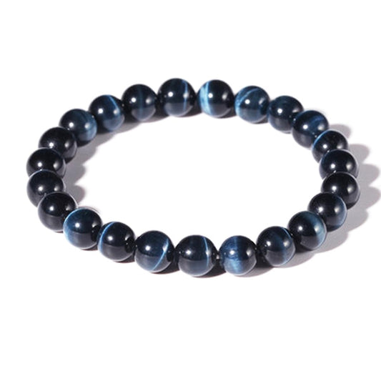 8MM Blue Tigers Eye Bracelet for Men Women | Fits for 6.5-7.5" Wrist | Protection from Evil Gem | Relief Anxiety Stress Fear | Natural Birthstone for June | Spritual choice for Friends Familys