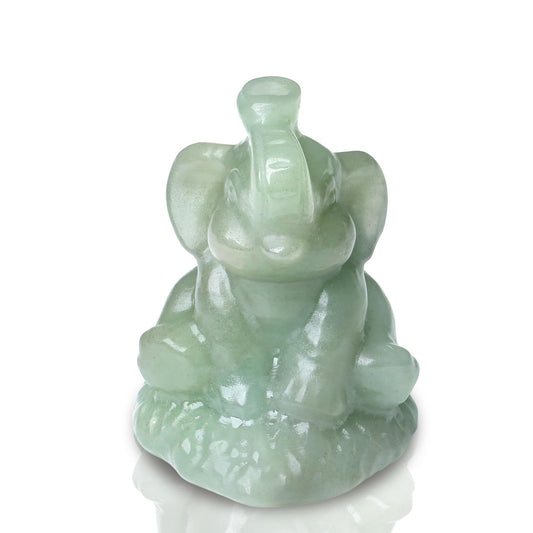 ZHIYUXI 2.2" Crystal Elephant Statue Decor Green Lucky Cute Elephants Green Aventurine Crystals Figurine Spiritual Figurine Gifts for Women Small Sculpture for Home Office Desk Room Decoration