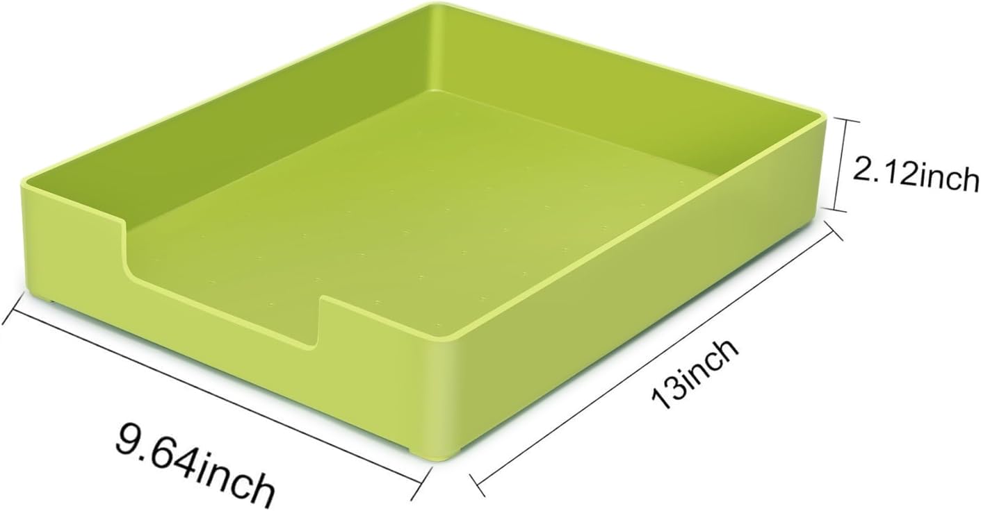 RHONZHAO Letter-Size Tray, Desk Drawer Organizer, A4 Plastic Paper Tray for Office, School, Home Storage, and Storage Containers for Gift Wrap, and Crafts (Green)