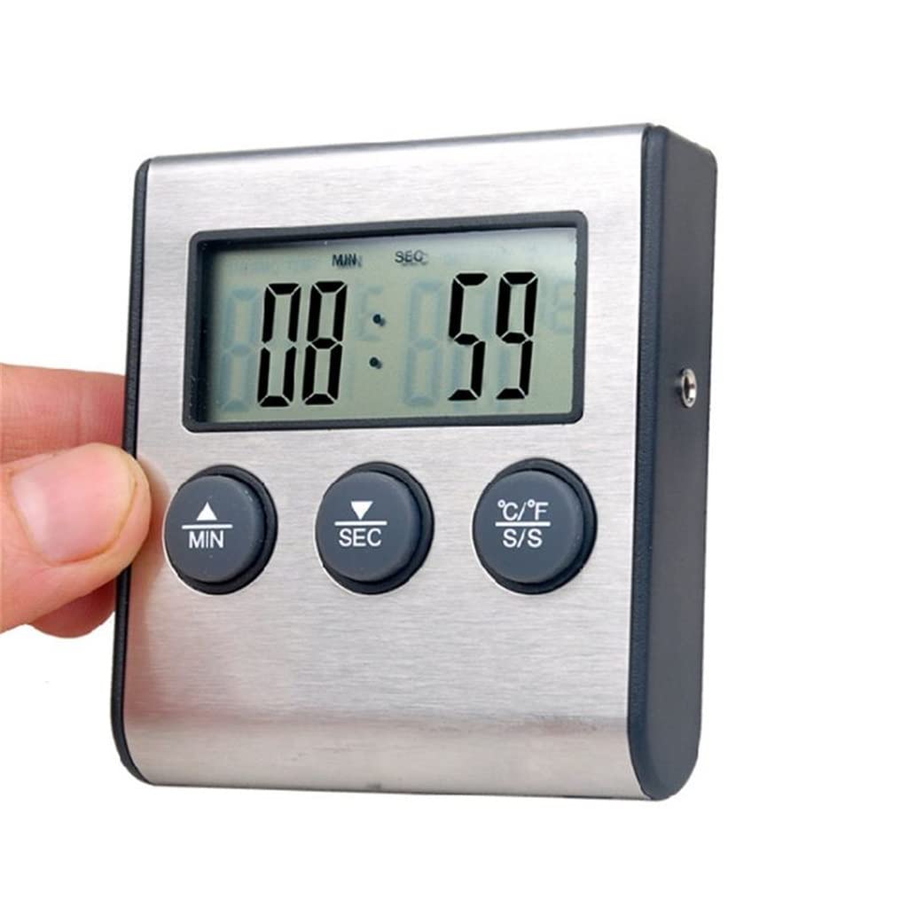 BERHUTJ Digital Kitchen Thermometer LCD Display Long Probe Grill Oven Food Meat Cooking Alarm Timer