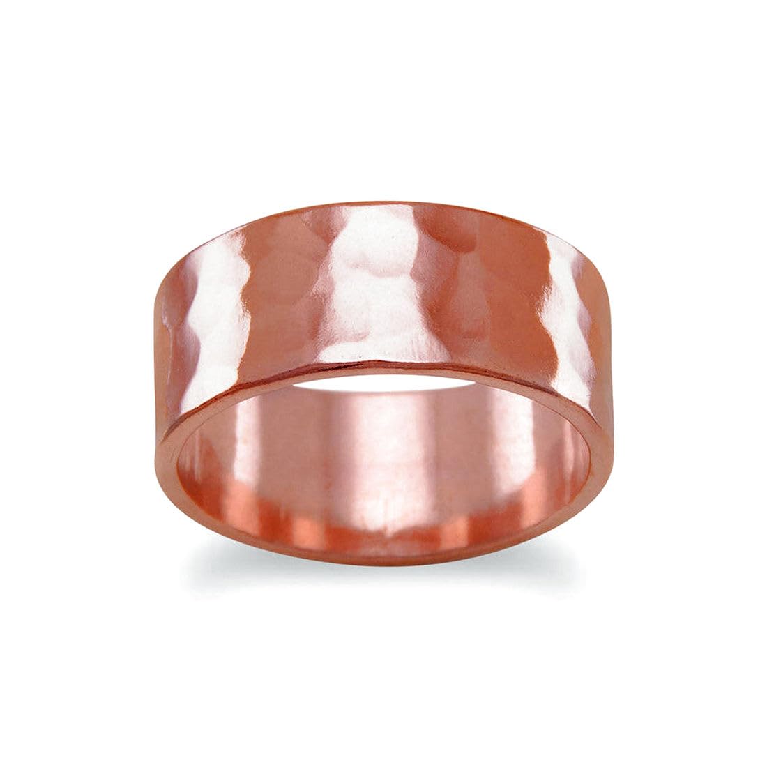JewelryWeb 8mm Solid Copper Hammered Ring Size 12 Band Style-Ring for Women