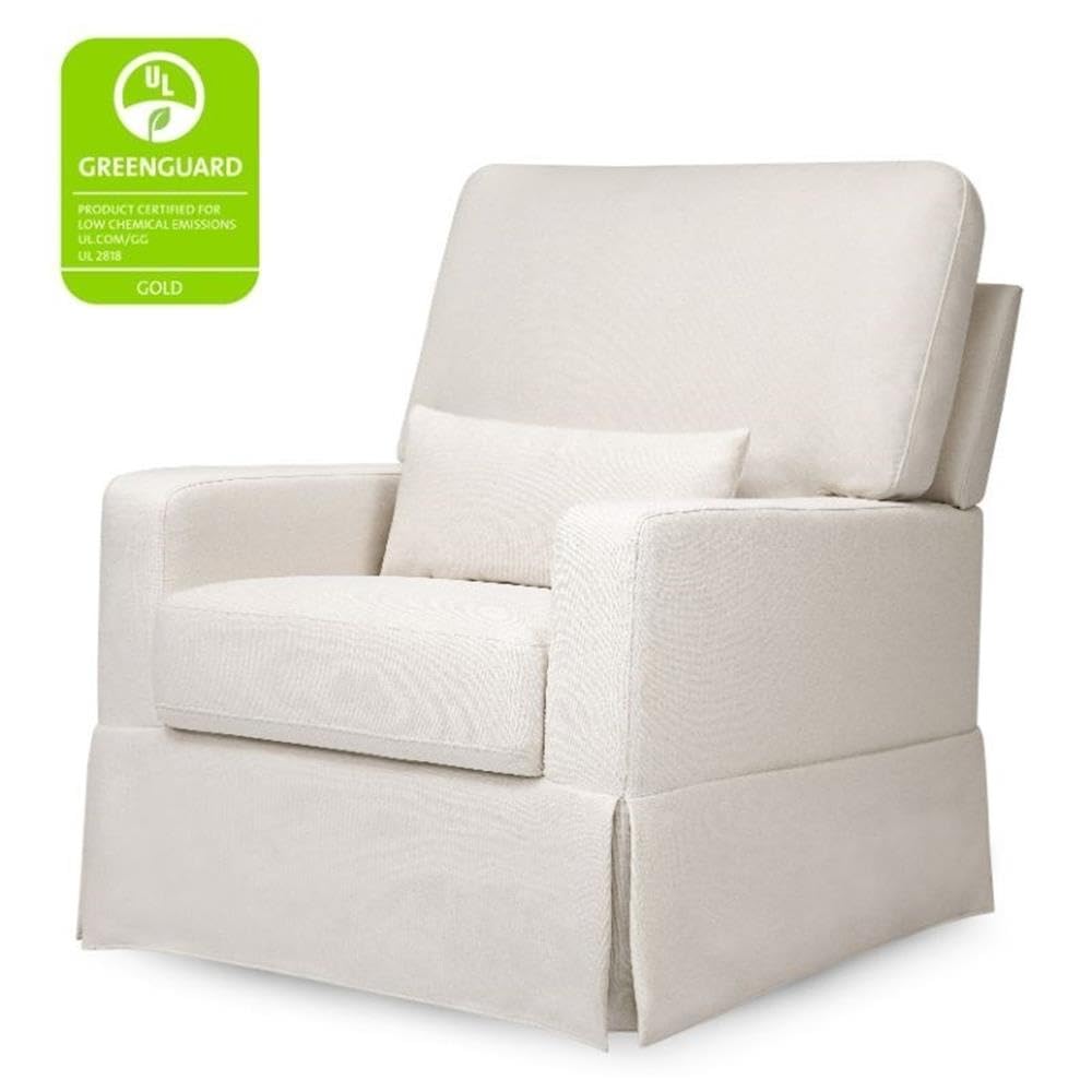 Namesake Crawford Pillowback Comfort Swivel Glider in Performance Cream Eco-Weave, Water Repellent & Stain Resistant, Greenguard Gold & CertiPUR-US Certified