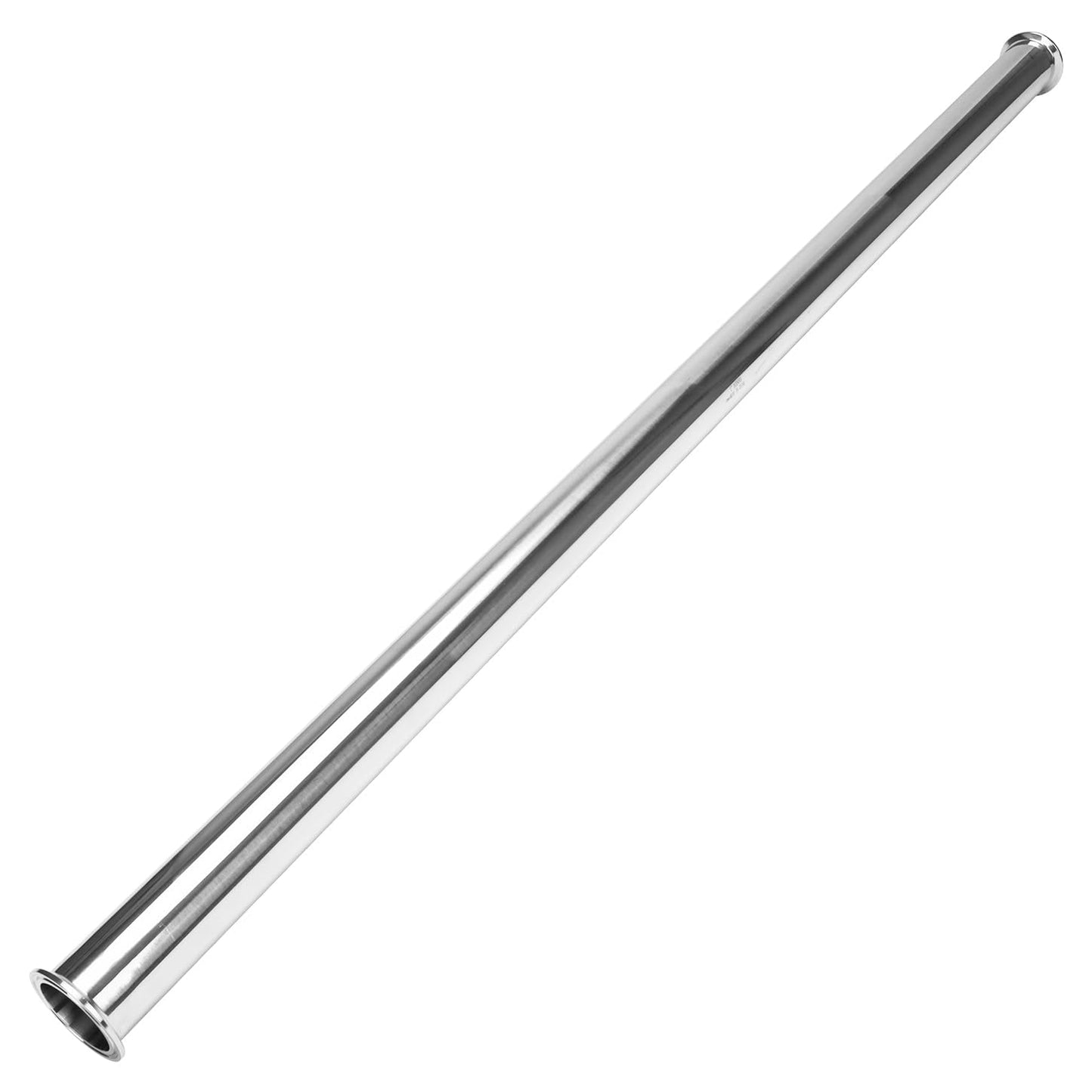 DERNORD Sanitary Spool Tube with Clamp Ends,Stainless Steel 304 Seamless Round Tubing with 2 inch Tri Clamp 64MM Ferrule Flange (Tube Length: 48 Inch / 1219MM)
