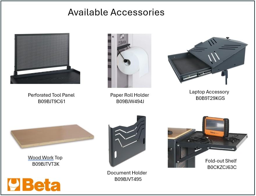 Beta RSC24 Black 8 Drawer Heavy Duty Rolling Tool Cabinet | Mobile Steel Tool Chest with Ball Bearing Slides | 1760 lbs Load Capacity | 5" Casters | Lockable Portable Toolbox | Made in Italy