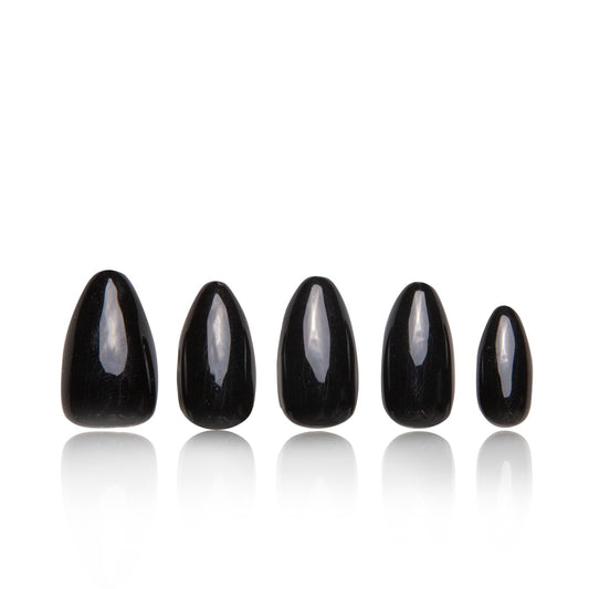 LOVFUL Press on Nails Red Sole Black Red | Handmade with Full Covered Crystals | Reusable Fake Nails | Almond Short 0.8 in | H22-S