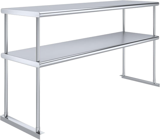 Express KitchQuip NSF Certified 18 Gauge Heavy Duty Stainless Steel Double overshelf with Brackets for Kitchens, Utility Rooms, Storage, Offices & Home