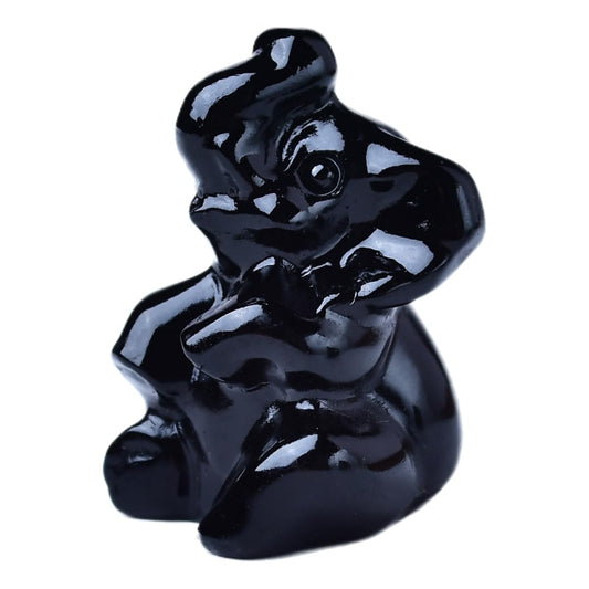 WUYOUSHI Obsidian Elephant Decor Figurine Crystals and Healing Stones Elephant Statue Polished Pocket Gemstones Bedroom Office Desk Home Decoration A Lucky Decoration