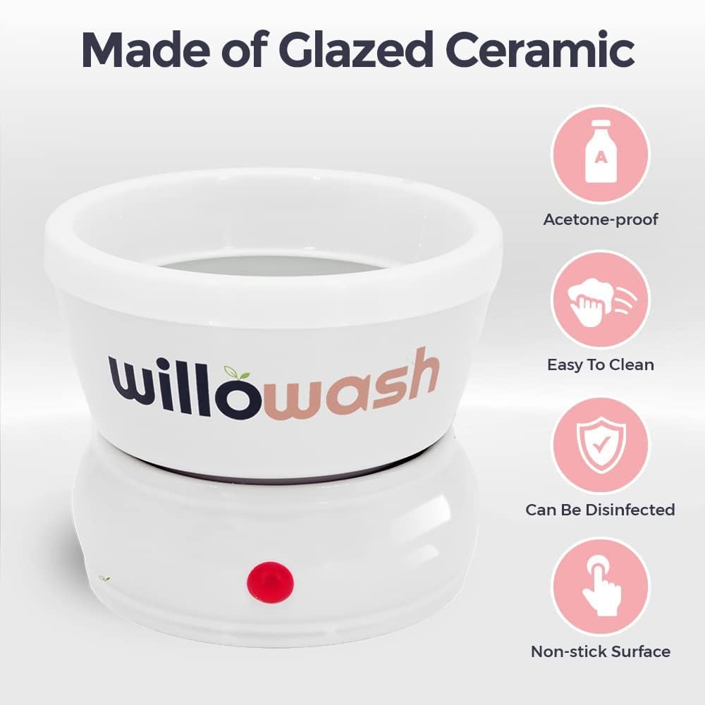 Willowash Electric Acetone Nail Remover Bowl – Acrylic & Dip Powder Soak Off Kit, Heated Nail Soaking Bowl for Fast Nail Removal (Not for Gel Polish)
