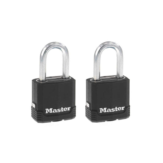 Master Lock Magnum Heavy Duty Outdoor Padlock with Key, Weather Resistant Body and Cut Safe Shackle Make Lock Perfect for Fences, Gates, Sheds, 2 Pack, M115XTLF, Black