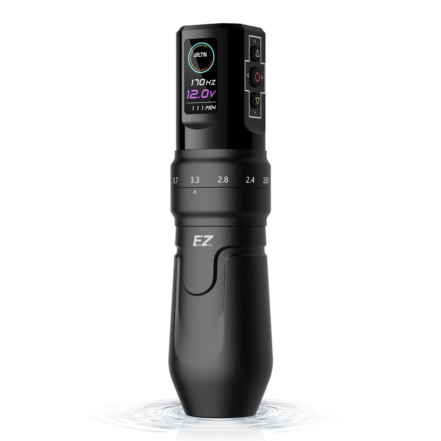 EZ P3 Pro Wireless Tattoo Machine - 6 Strokes 2.0, 2.4, 2.8, 3.3, 3.7, 4.2mm Tattoo Machine Pen with OLED Digital Display 1600mAh Battery Power Tattoo Gun (Matte Black)