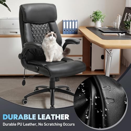 MALOL Heavy Duty High-Back Office Chair, Ergonomic Home Computer Chair with Lumbar Support & Tilt Lock, Big and Tall Executive Office Chairs for Work, Black