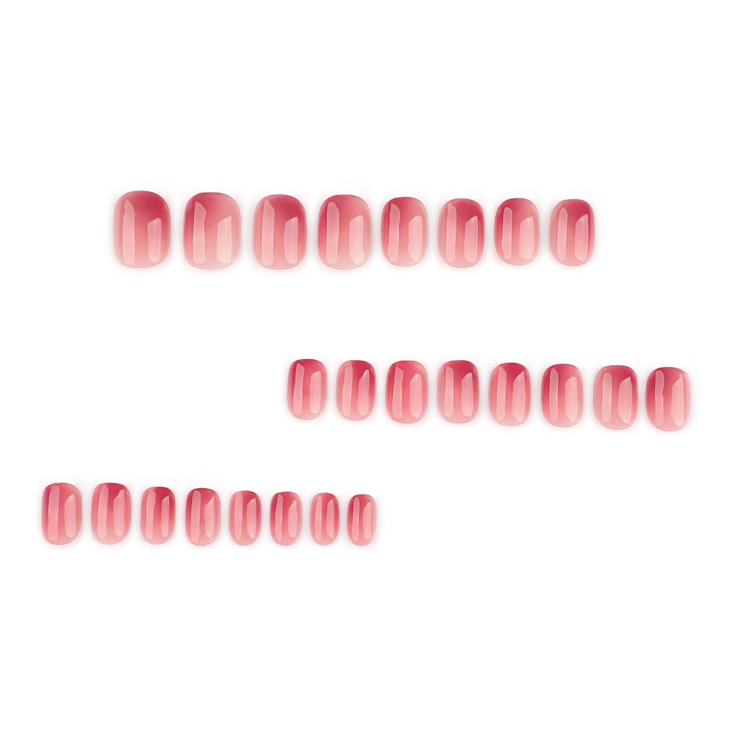 Pink Ombre Press On Nails Short Square, Glossy Natural Fake Nails for Women, Blush Gradient Stick On Nails, Elegant Everyday False Nails Set, 24 PCS