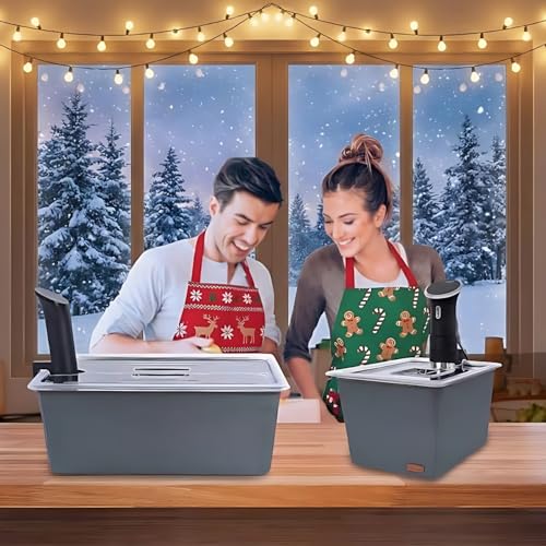 Väeske 12 + 26 QT Sous Vide Container Set with Racks, Lids & Insulating Sleeves – Complete Dual-Size Sous Vide Accessories Kit – Fits Anova, Joule, Instant Pot, Nano