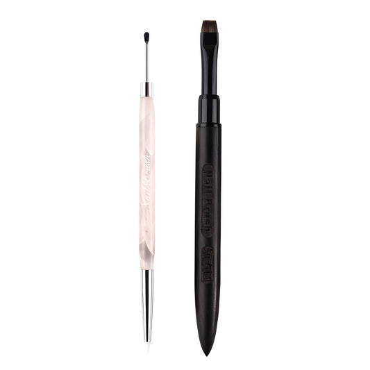 Double Nail Art Sculpture Pen: Silicone & Metal Dual Tipped Nail Brushes Silicone Nail Art Tools for Design Nail Foil Carving Drawing Shaping Effect Nail Art Pens for Home and DIY (Purple Sandalwood)