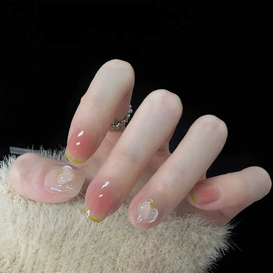 RikView Short Press on Pink Fake Nails - French Tips, Square, Full Cover for Women (24 PCs)