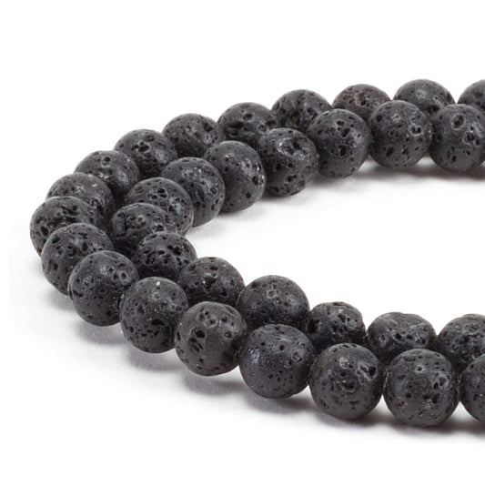 Cherry Tree Collection | 100PCS 6mm Lava Stone Round Beads for Jewelry Making | Includes Storage Box, Elastic String, and Needles