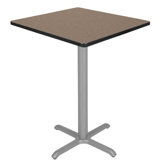 Regency Cain Small 30 in. Square X-Base Cafe Table- Noble Oak/Grey Base