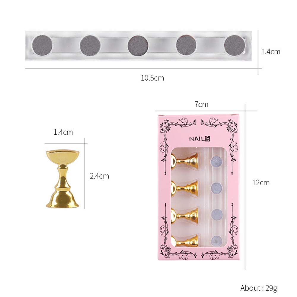 Etercycle Acrylic Nail Display Stand DIY Nail Crystal Holder Magnetic Practice Stands with Reusable Adhesive Putty Clay for False Nail Tip Manicure Tool (2 Sliver)