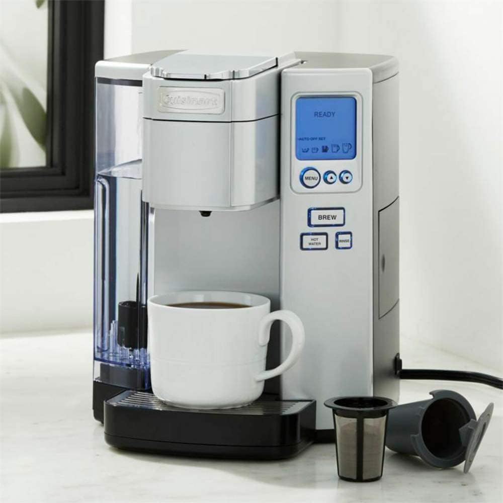 Cuisinart Coffee Maker, Single Serve 72-Ounce Reservoir Pod Coffee Machine, Programmable Brewing & Hot Water Dispenser, 3 Cup-Size Settings, Stainless Steel, SS-10P1, Silver