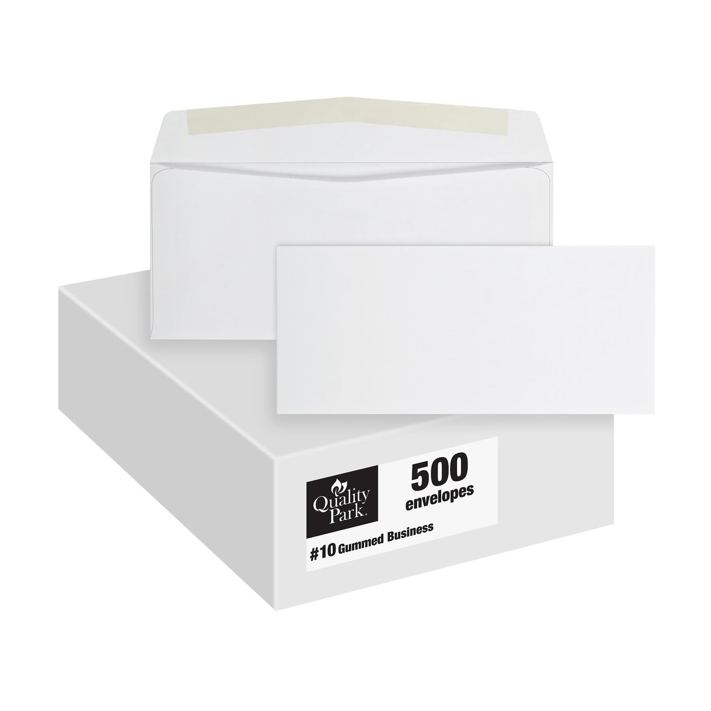Quality Park #10 Envelopes, Letter Size White Mailing Envelopes, 4-1/8x9-1/2 Inch, No Window Business Envelopes, Gummed Closure, 500/Box (QUA90020)