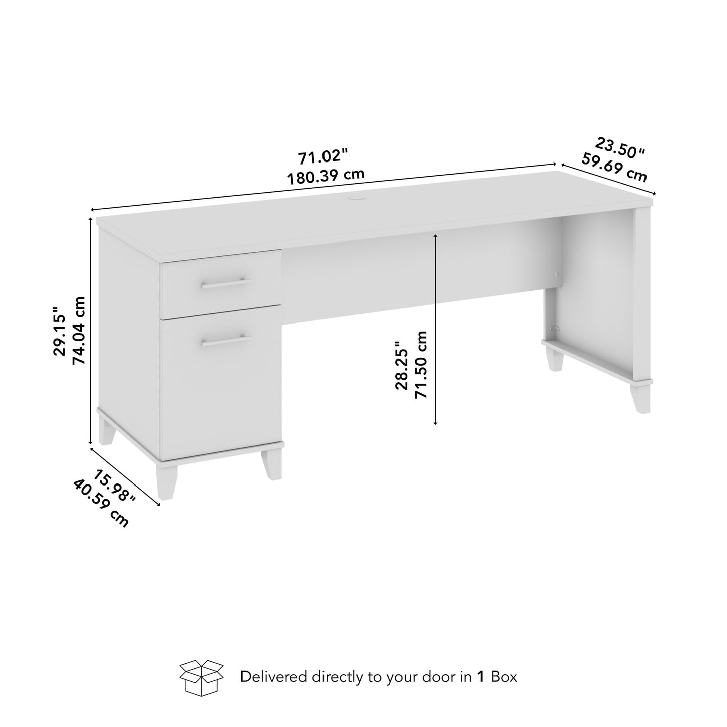 Bush Home 72-inch Home Office Desk with Drawers, Large Computer Table for Personal Workspace, Somerset Collection, Ash Gray