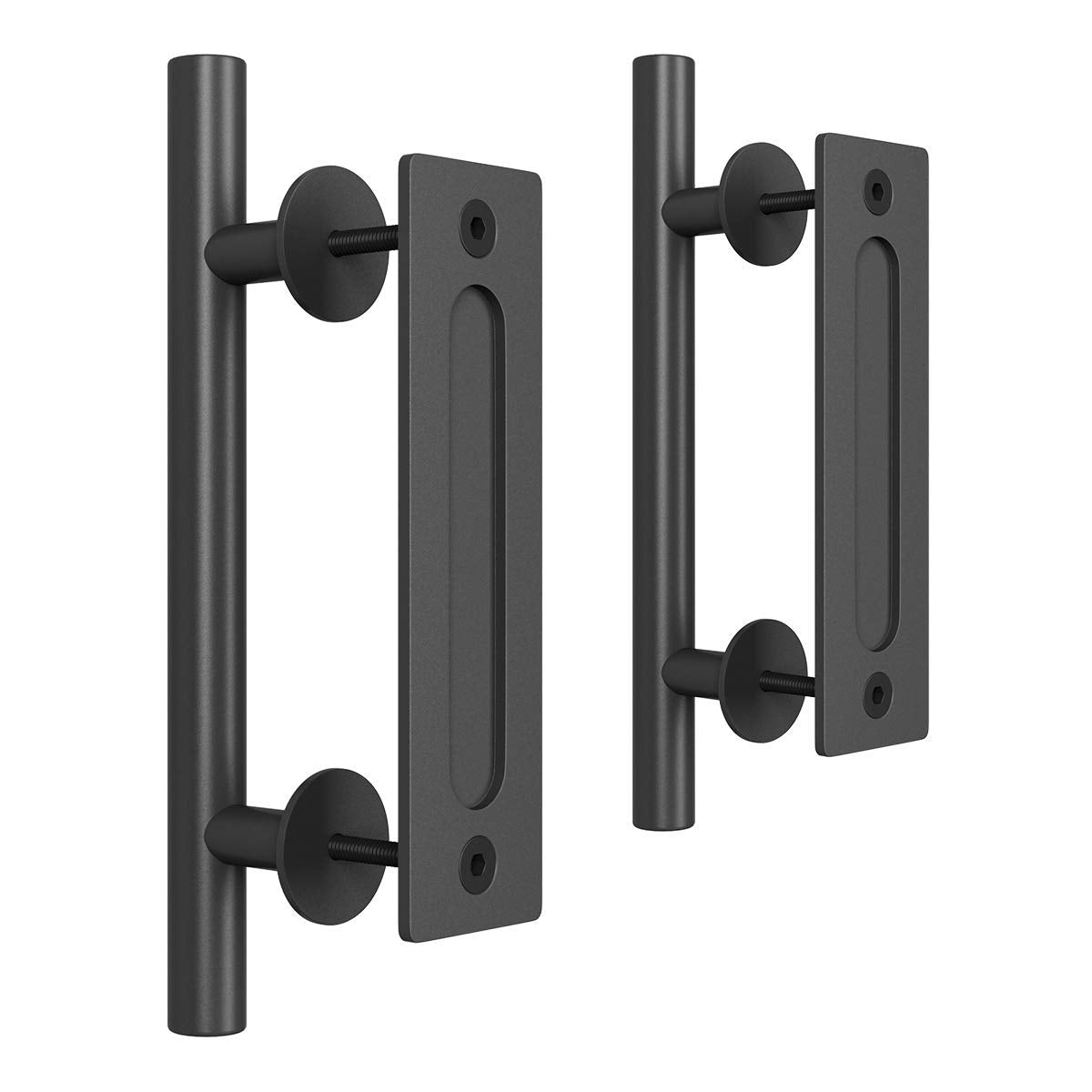SMARTSTANDARD 12 Feet Heavy Duty Double Sliding Barn Door Hardware Kit with 2 Pack Handles